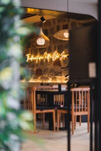 Restaurant and cafe business neon sign