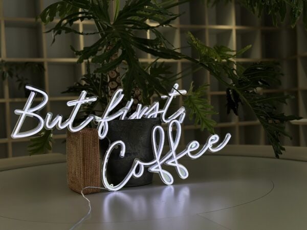 coffee custom neon sign with mirror backing