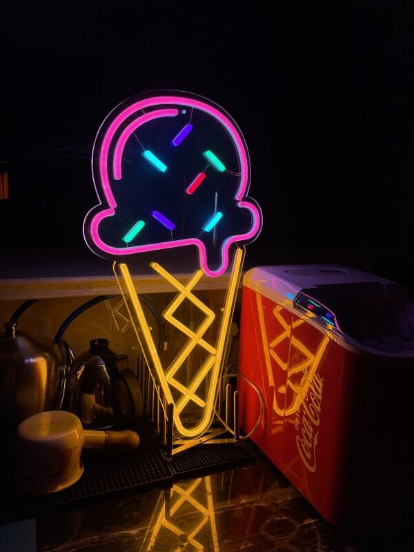 ice cream led neon sign, cute neon signs, ice cream shop decor sign