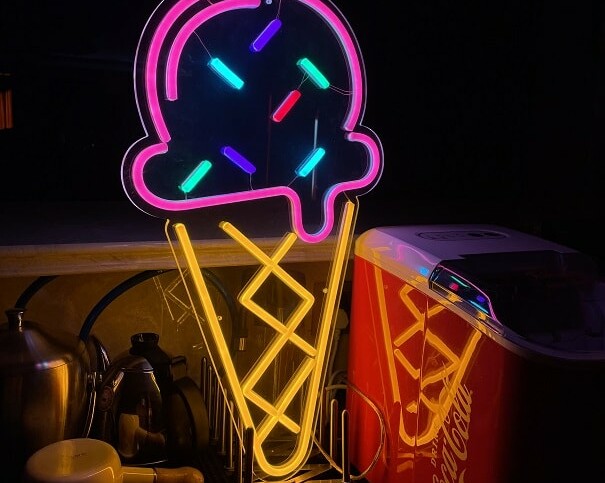 ice cream led neon sign, cute neon signs, ice cream shop decor sign