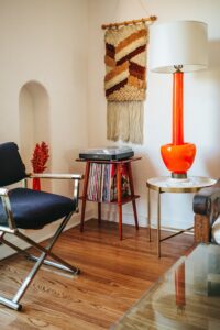 orange lamp as art pieces living room decor