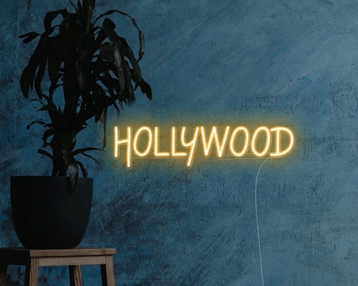 HOLLYWOOD-DAY-VERSION vintage neon sign business logo