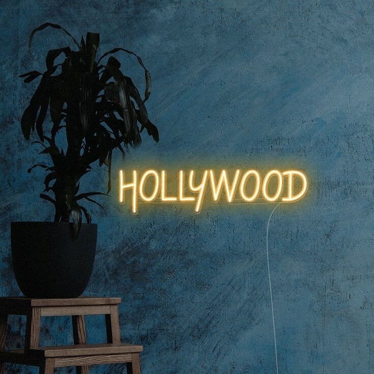 HOLLYWOOD-DAY-VERSION vintage neon sign business logo