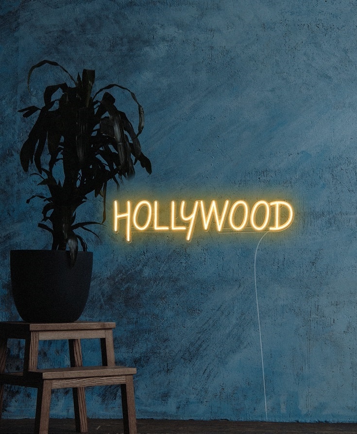 HOLLYWOOD-DAY-VERSION vintage neon sign business logo