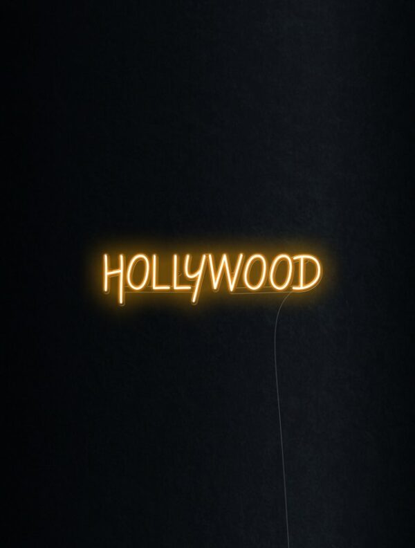 HOLLYWOOD-PLAIN-BACKGROUND vintage neon sign business logo