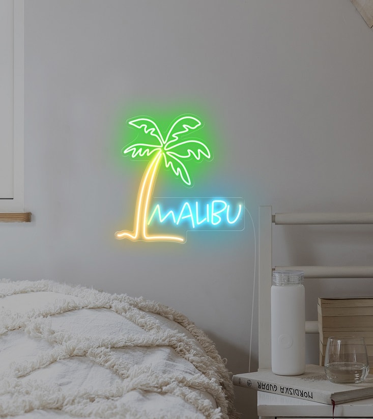 MALIBU-DAY-VERSION holiday neon sign ice blue palm tree