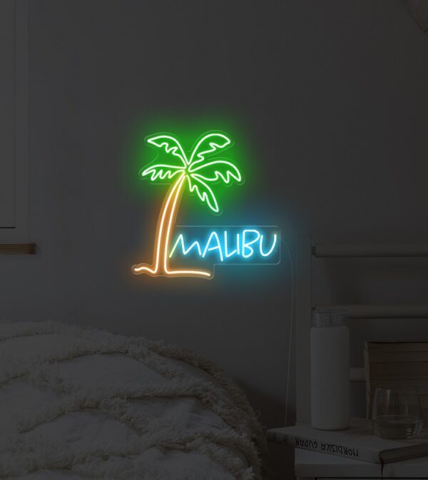 MALIBU-NIGHT-VERSION holiday neon sign ice blue palm tree