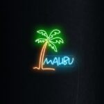 MALIBU-Plain-Background holiday neon sign ice blue palm tree