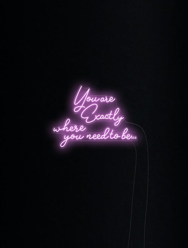 You are Exactly where you plain background quote love romance neon sign