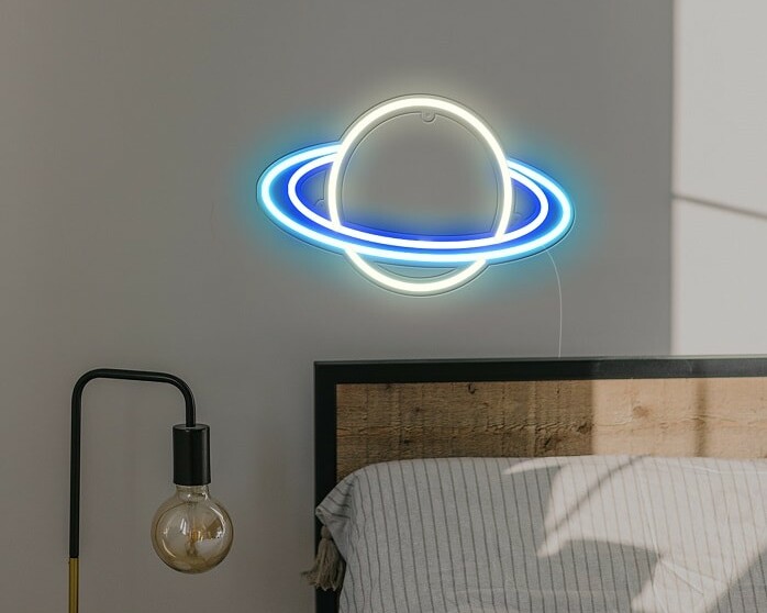 saturn day version kids room nursery neon wall sign science