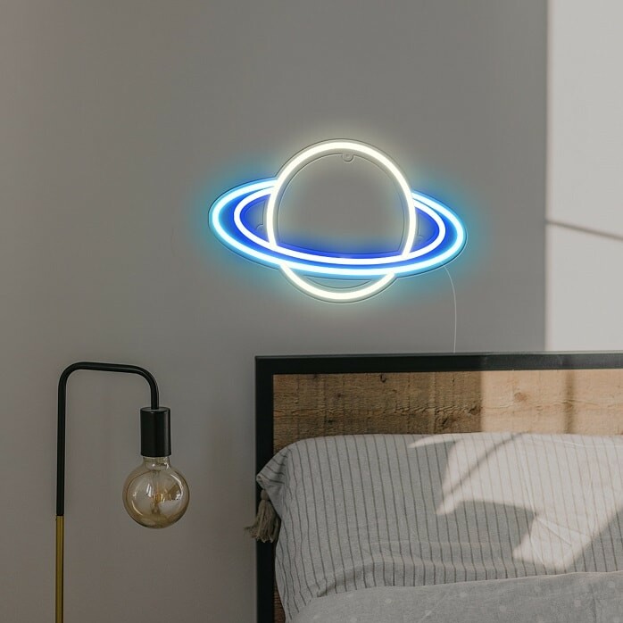 saturn day version kids room nursery neon wall sign science