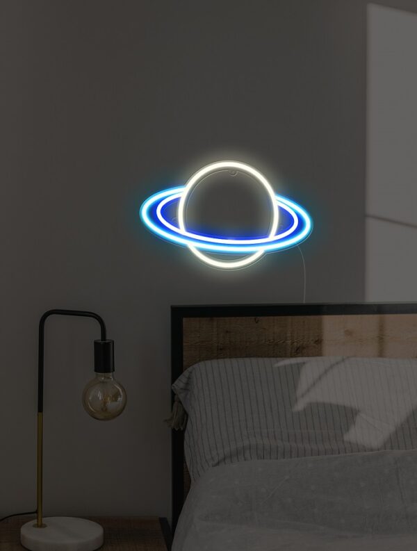 saturn night version kids room nursery neon wall sign science