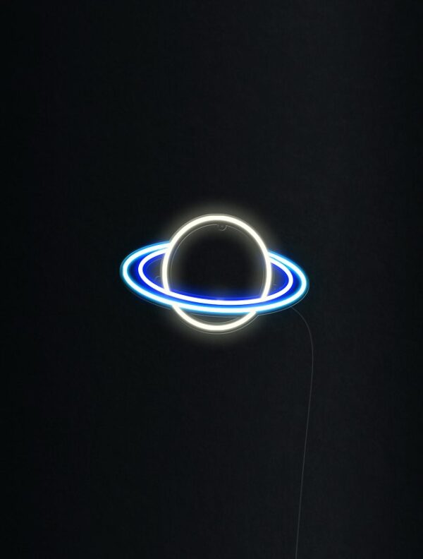 saturn plain background kids room nursery neon wall sign science