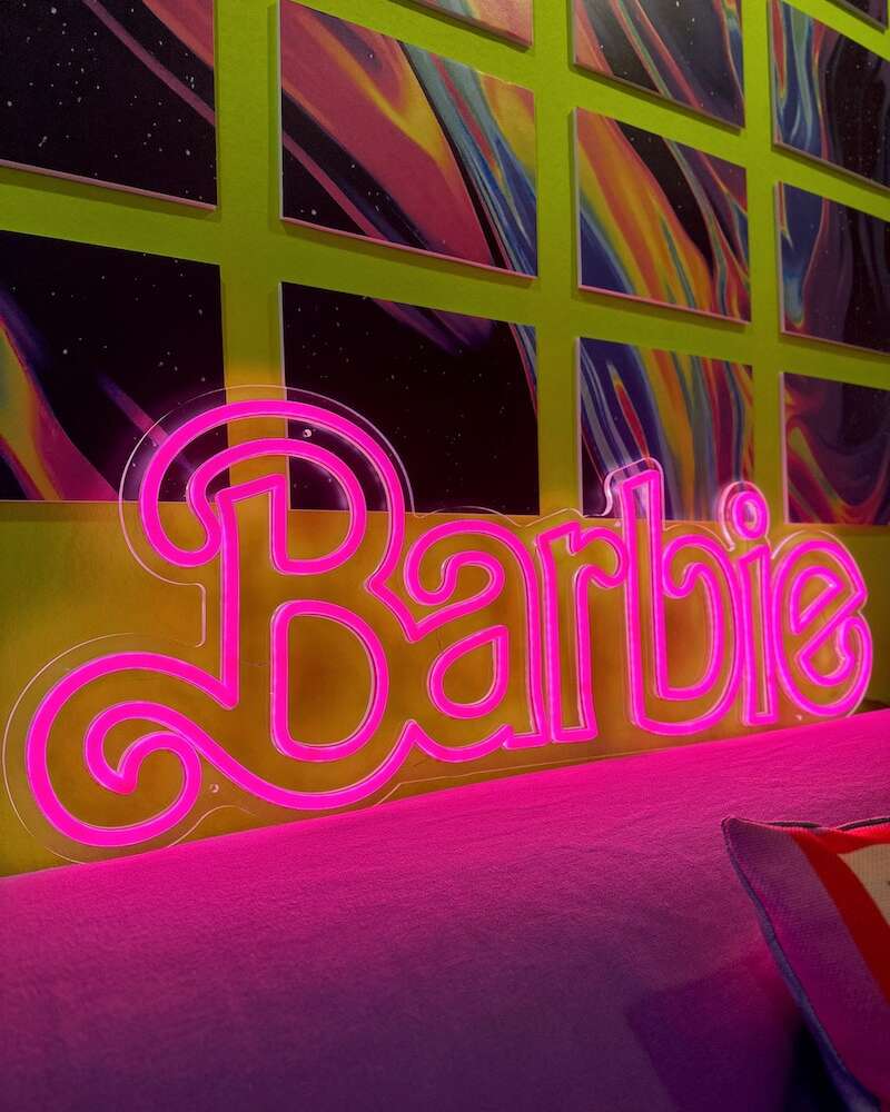 Barbie the movie pink aesthetic neon sign