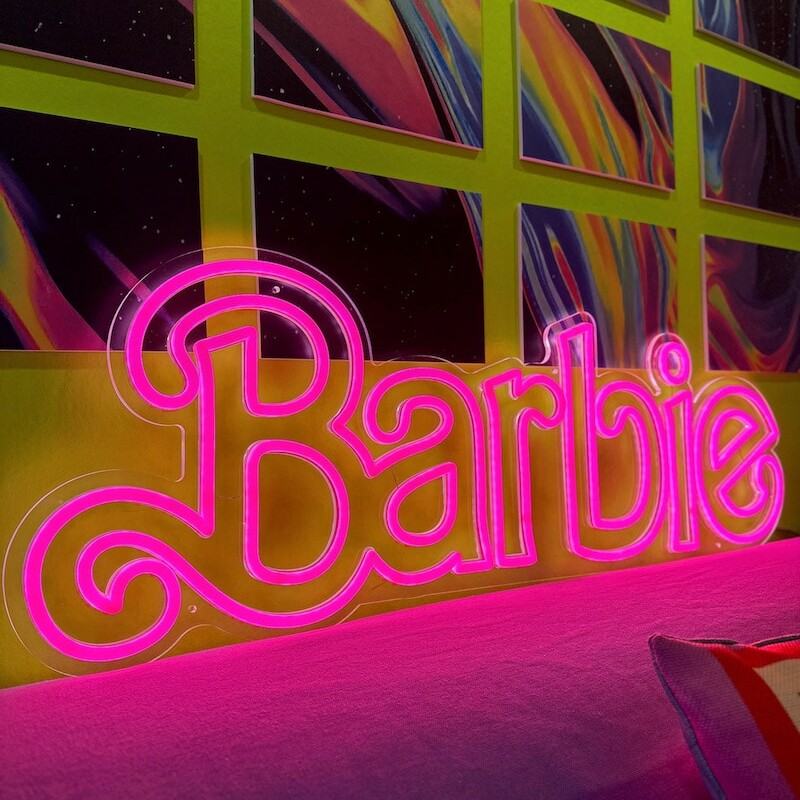 Barbie the movie pink aesthetic neon sign