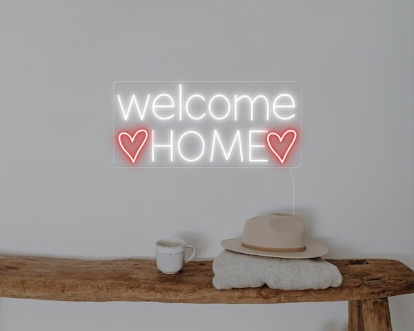 Welcome HOME Heart Neon Sign-DAY-VERSION