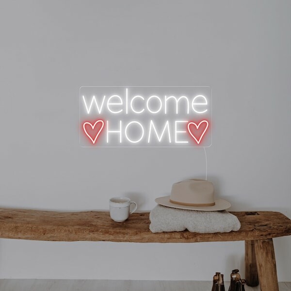 Welcome HOME Heart Neon Sign-DAY-VERSION