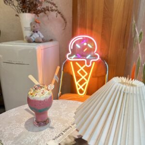 ice cream summer neon sign for cafe restaurant