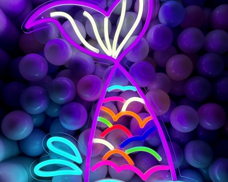 mermaid tail pink purple aesthetic neon sign