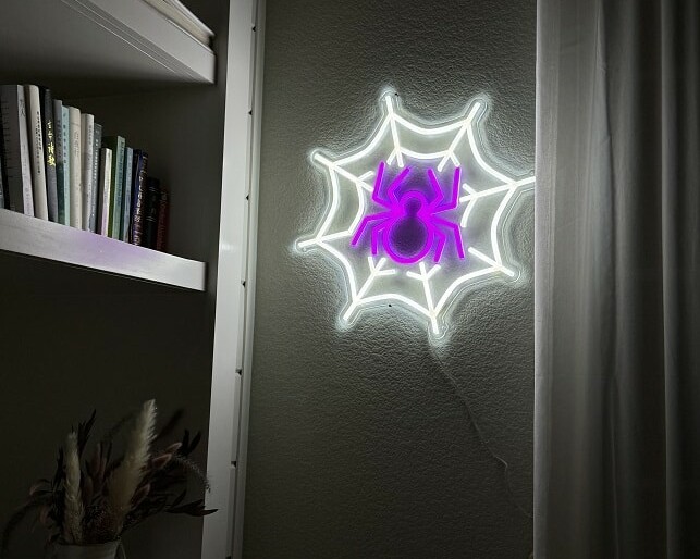 spider halloween decor neon sign