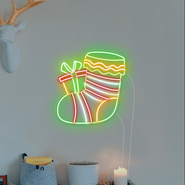 Christmas stocking Neon Light DAY-VERSION