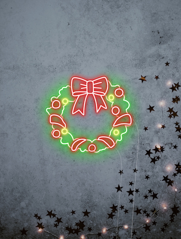 Decorated Christmas Tree Neon Light Day-Version