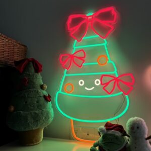 Decorated Christmas Tree Neon Light front photo