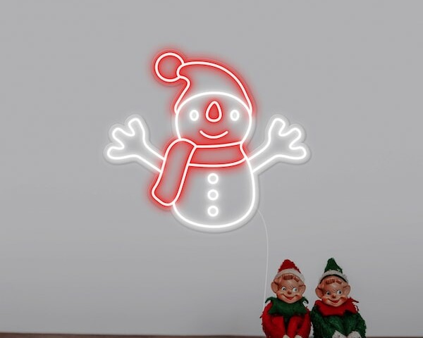 White and Red Snowman Neon Sign Day-Version