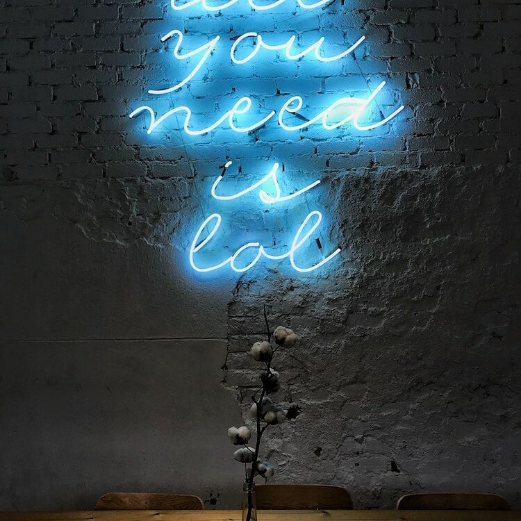 all you need is lol white glass custom neon sign