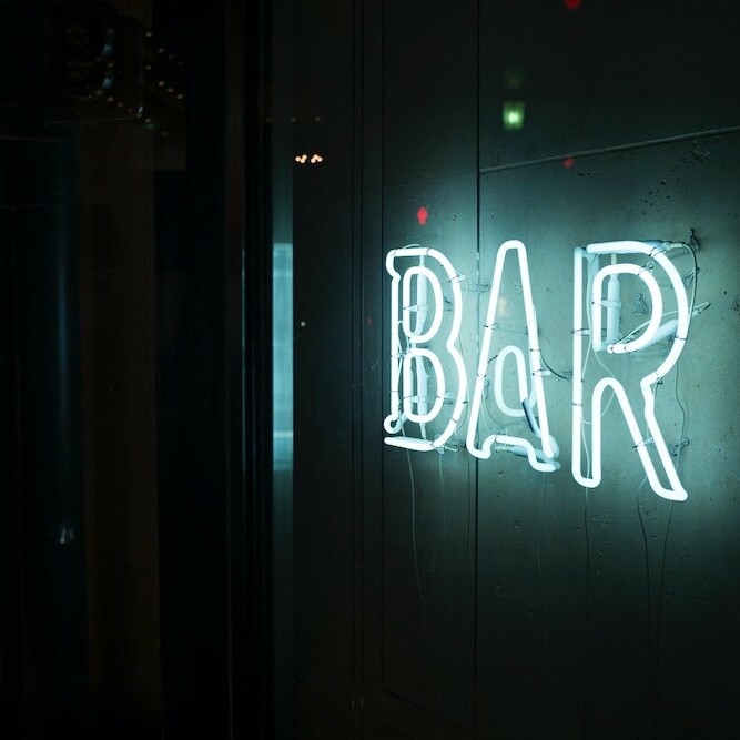 business neon sign ice blue bar glass neon/'