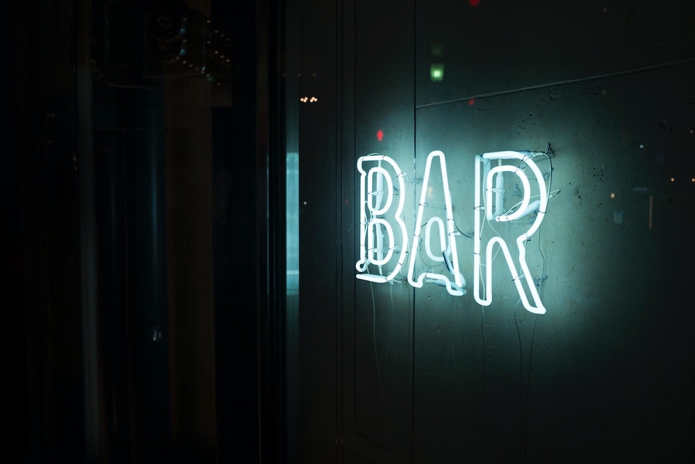 business neon sign ice blue bar glass neon/'