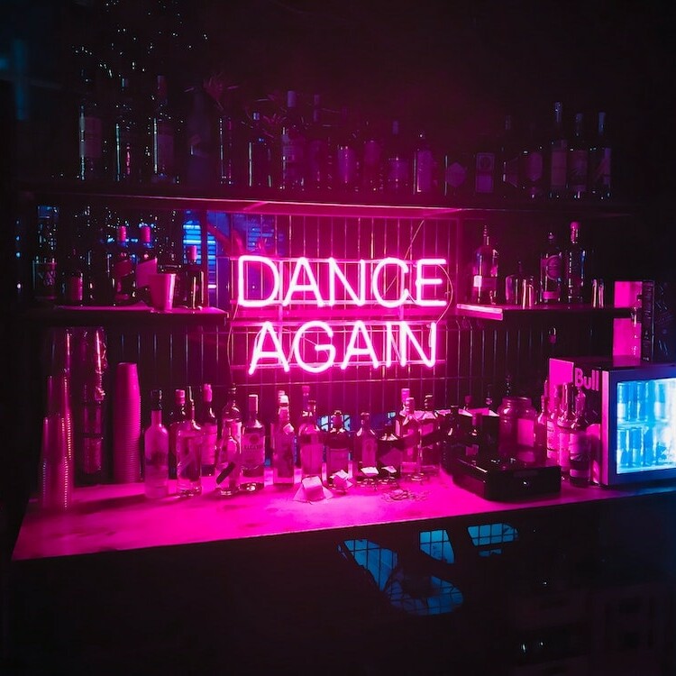 dance again pink bar glass neon sign