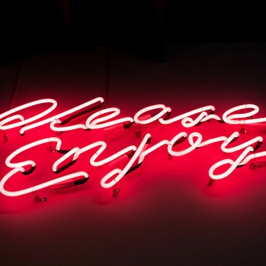 please enjoy red glass neon light mounted