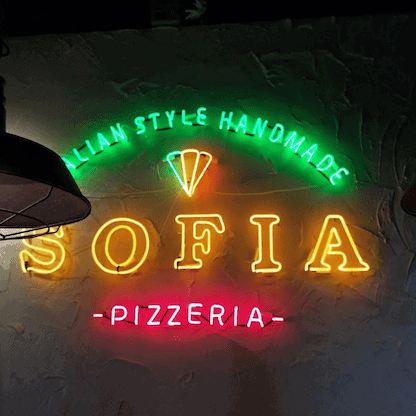 Italian restaurant business logo glass neon sign