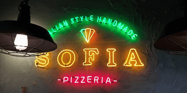 Italian restaurant business logo glass neon sign
