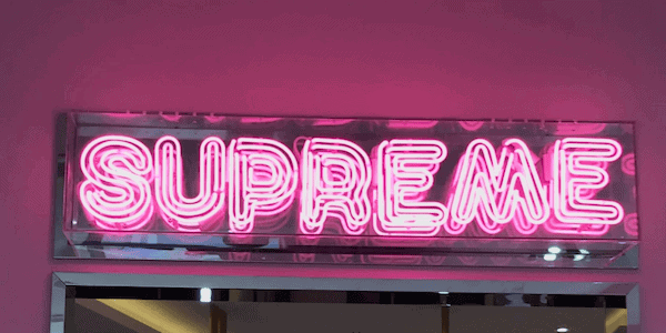 Supreme pink glass neon light sign