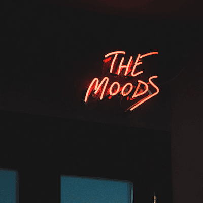 The moods vintage red glass neon sign