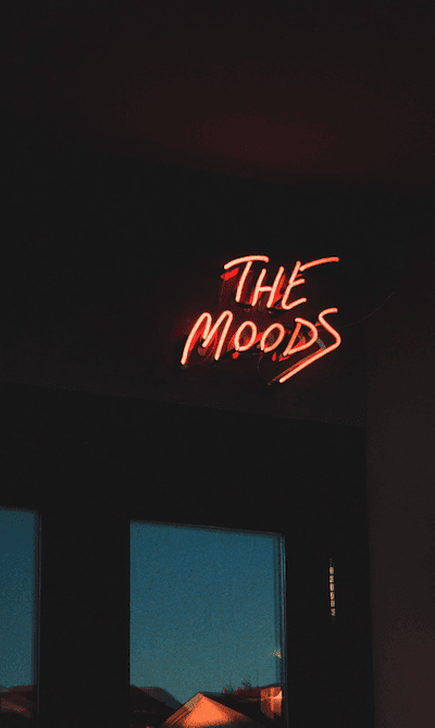 The moods vintage red glass neon sign