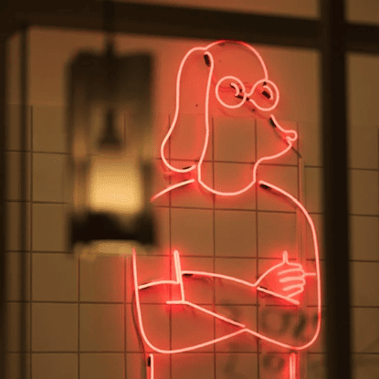 comic dog business custom red glass neon