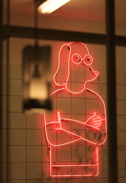 comic dog business custom red glass neon