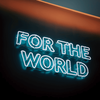 for the world ice blue glass neon sign