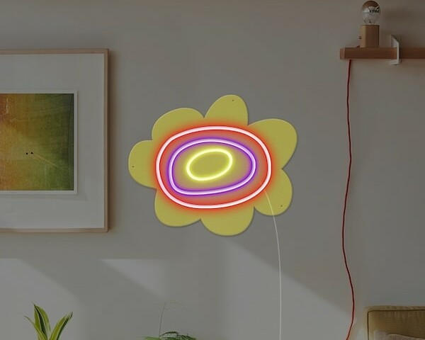 Flower-in-Sunshine yellow neon sign-Day-Version