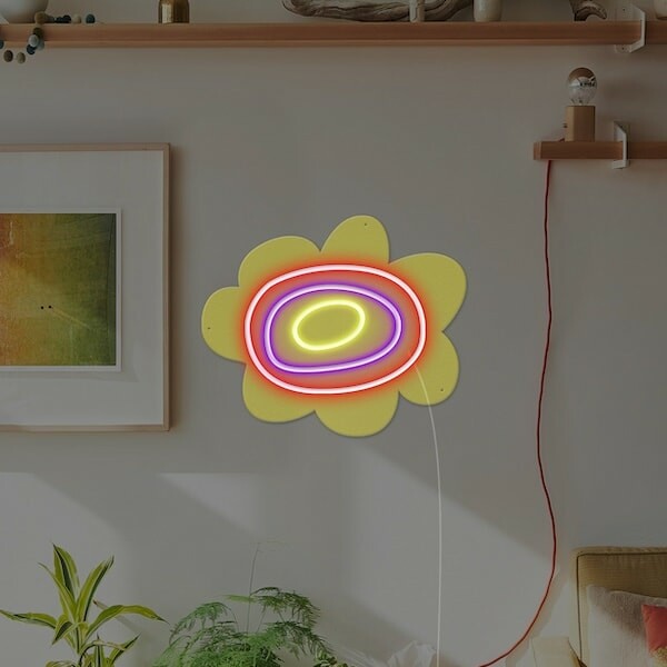 Flower-in-Sunshine yellow neon sign-Day-Version