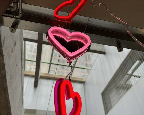 Hanging Love Hearts Valentine Present Neon Sign