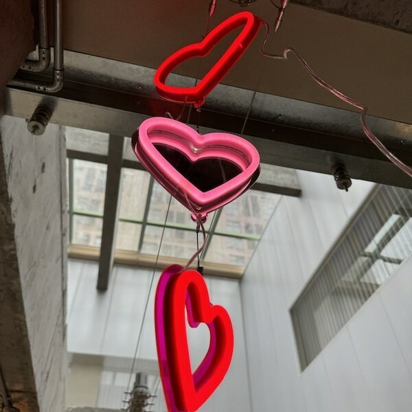 Hanging Love Hearts Valentine Present Neon Sign