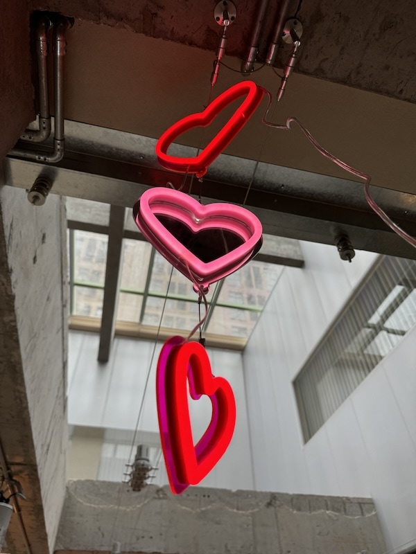 Hanging Love Hearts Valentine Present Neon Sign