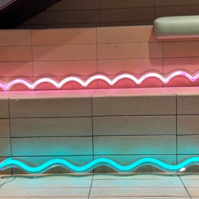 Wave Together wavy lines Neon Sign on tiles