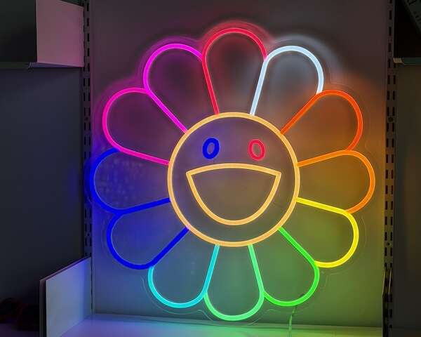 smiley sunflower neon sign rainbow color