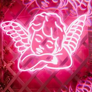 sleeping angel led neon signs, pink neon sign