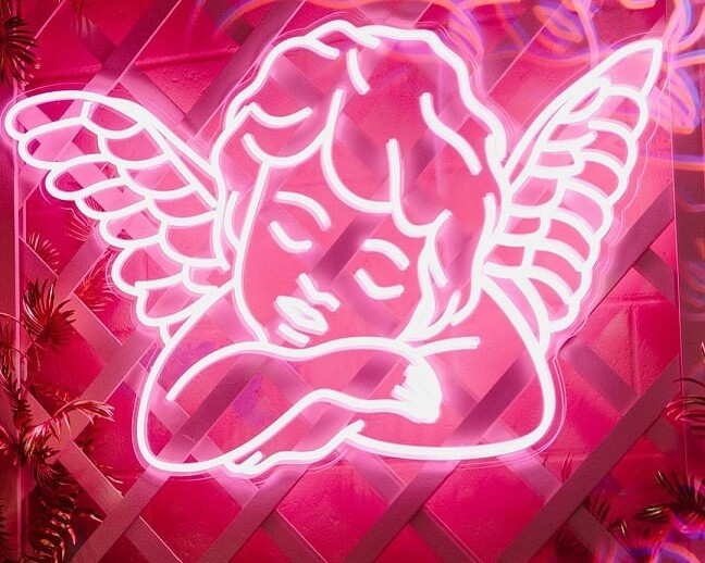 sleeping angel led neon sign